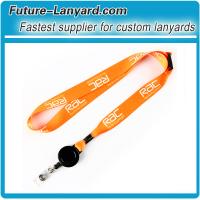 Dye sublimation printed lanyard with badge reel holding ID cards