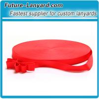 Red 032C stock polyester lanyard